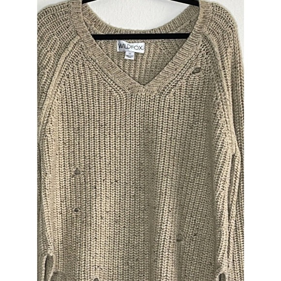 WILDFOX Couture Dusk Tunic Brown Distressed Oversized Sweater Size M - Picture 8 of 9